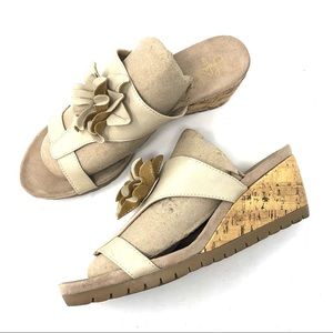 Life Stride Faux Leather Floral Applique Wedges